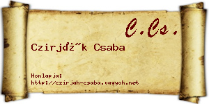 Czirják Csaba névjegykártya