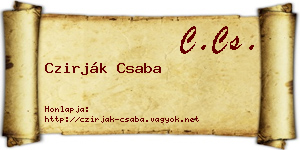 Czirják Csaba névjegykártya